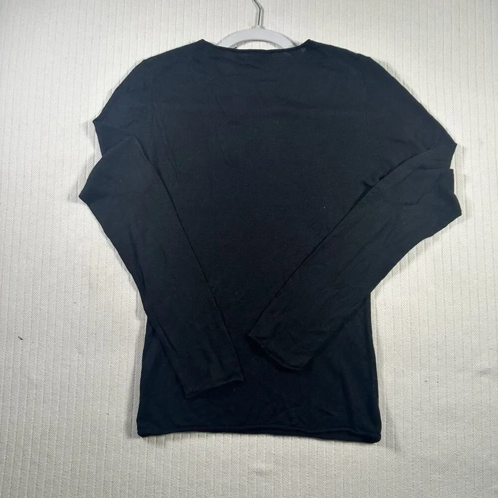 Victoria's Secret Body Long Sleeve Tee Shirt L Black Crew Neck Top NWT Stretch